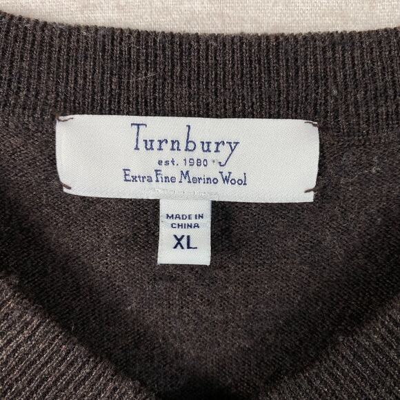 Turnbury Mens 100% Merino Wool Sweater Vest Size XL Brown Preppy Grandpacore - Picture 3 of 9